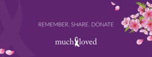 Banner with text saying remember, share, donate